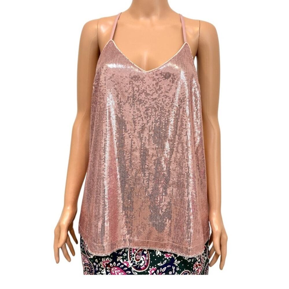 Grace Karin large sequin front spaghetti strap top shell blouse TS 3577